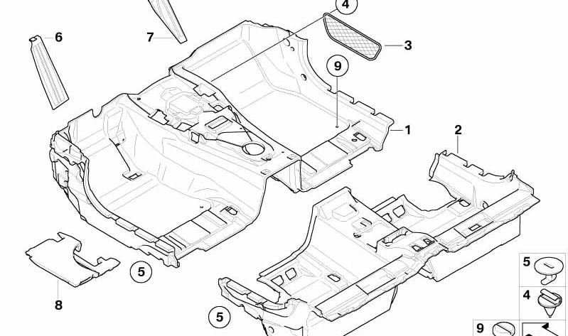 Rear floor liner for BMW E64 (OEM 51477074120). Original BMW