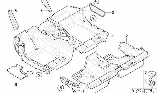 Heckbodenverkleidung für BMW E64 (OEM 51477074120). Original BMW