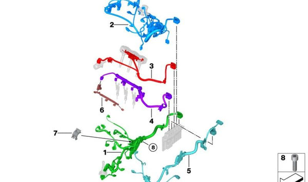 Arnés de Cables del Motor para BMW Serie 1 F70, Serie 2 U06, X1 U11, X2 U10, Mini F65, F66, U25 (OEM 12515A7A0B5). Original BMW