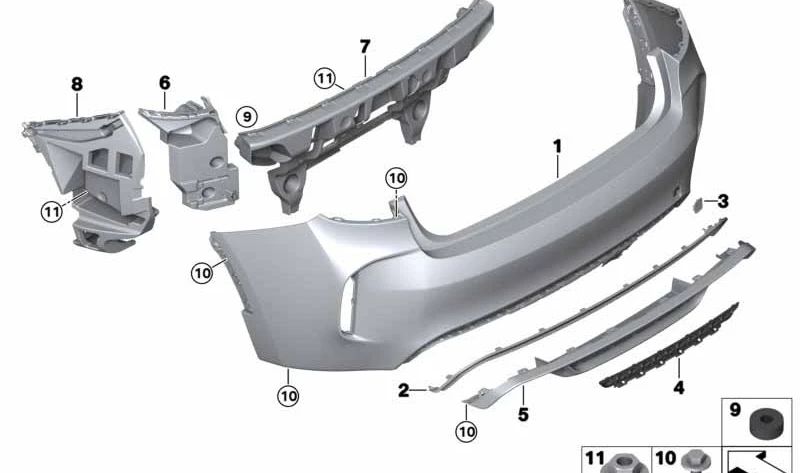 Stoßstangenhalterung hinten links für BMW F86 (OEM 51128056481). Original BMW