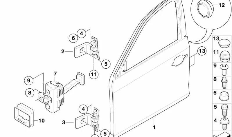 Limitador de puerta delantero para BMW Serie 5 E60, E61 (OEM 51217176804). Original BMW