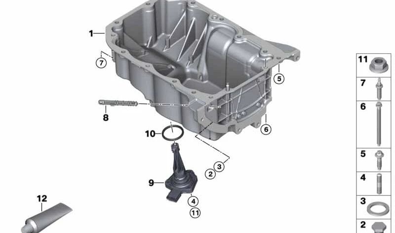 Cárter de aceite OEM 11137643521 para BMW i8 (I12, I15). Original BMW