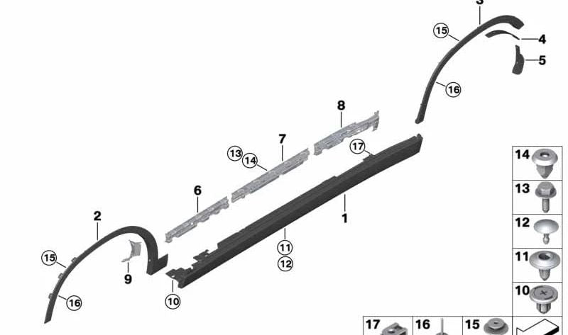 Cubrepaso de rueda delantero izquierdo OEM 51779491677 para BMW X2 (F39). Original BMW