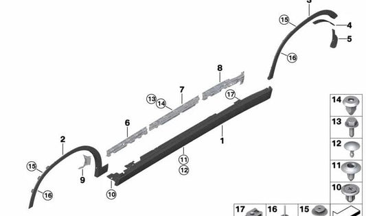 Rear right wheel arch extension for BMW F39 (OEM 51128495916). Original BMW