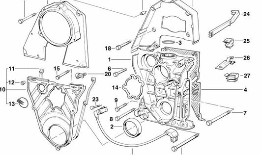 Tapa superior de la carcasa de distribución OEM 11141734293 para BMW E30, E36, E34. Original BMW.