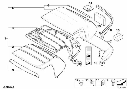 Hood cover for BMW Z8 E52 (OEM 54347008765). Original BMW.