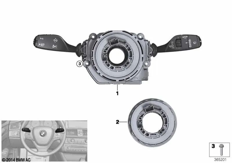 Centro de Control de la Columna de Dirección para BMW i I12, I12N, I15, BMW X4 F26, X6 F16, F86 (OEM 61316833424). Original BMW