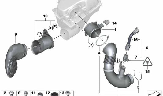 Tubo de admisión de aire OEM 13717801547 para BMW Serie 5 (E60, E61). Original BMW.