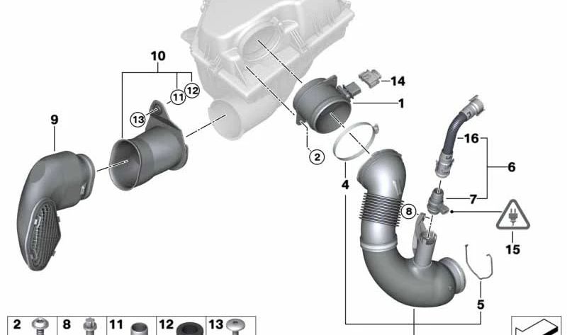 Sensor de masa de aire (Caudalímetro) OEM 13628509725 para BMW E90, E91, E92, E60, E61, E63, E64, E83, E70, E71. Original BMW.