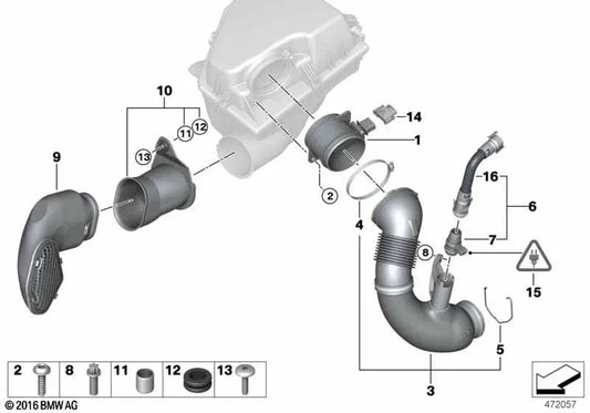 Conducto de admisión para BMW Serie 5 E60, E60N, E61, E61N (OEM 13717792417). Original BMW