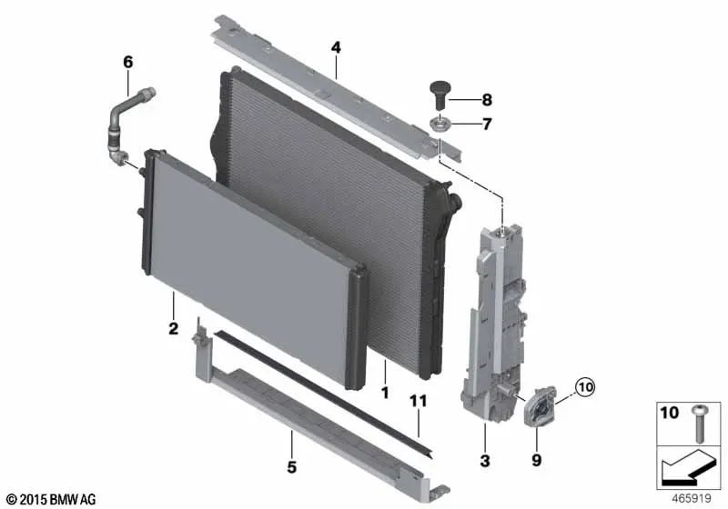 Left module bracket for BMW F87N 2 Series, F80, F80N 3 Series, F82, F82N, F83, F83N 4 Series (OEM 17117848786). Original BMW.