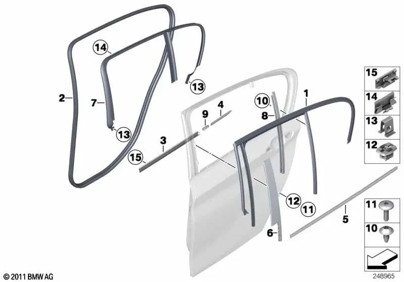 Cubrejunta exterior puerta trasera derecha para BMW Serie 1 F20N (OEM 51357403614). Original BMW