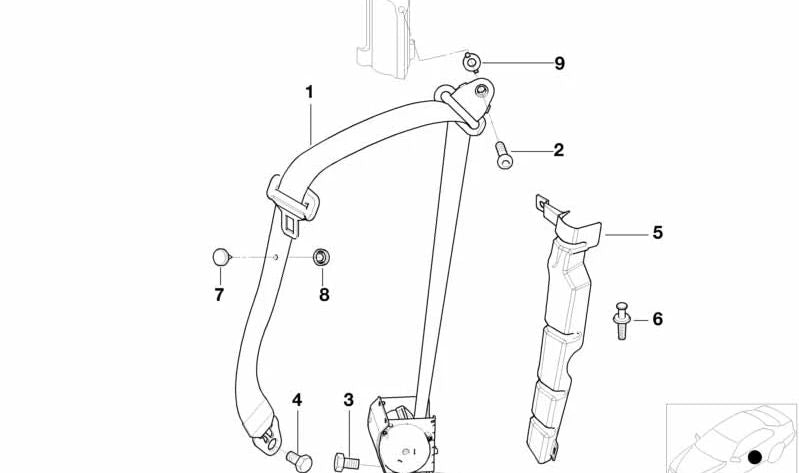 Cubierta de cinturón superior derecha para BMW E52 (OEM 72117000960). Original BMW