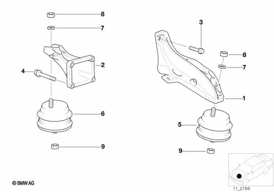 Supporto a sinistra per la serie BMW 3 E36 (OEM 11811139821). BMW originale.