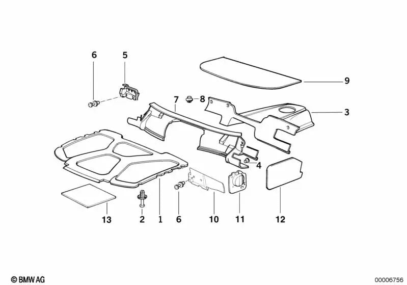 Aislamiento Acústico Tapa para BMW Serie 3 E36 (OEM 51481977562). Original BMW