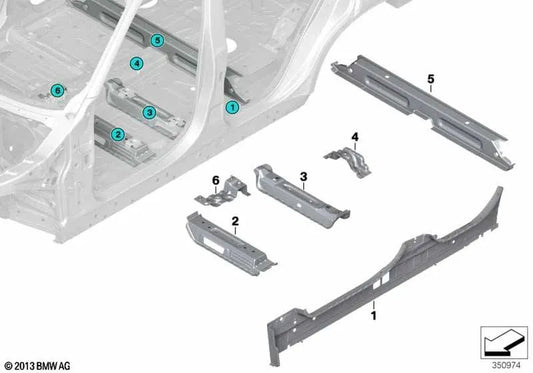 Larguero derecho para BMW X5 F15, F85 (OEM 41117382222). Original BMW