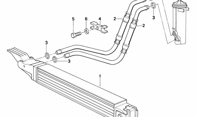 Conducción del radiador de aceite para BMW Serie 5 E34 (OEM 17202242276). Original BMW