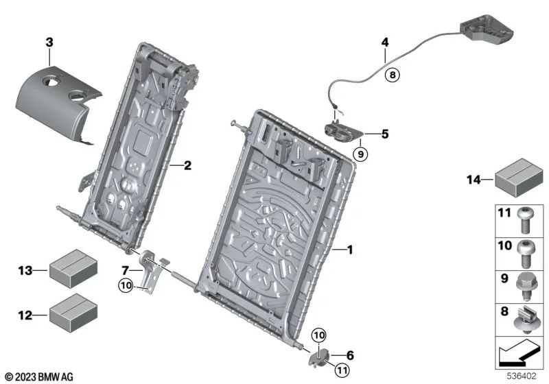 Clip Bowdenzug para BMW F22N, F44, G42, G87 Serie 2, G20, G20N, G80 Serie 3, G22, G82 Serie 4, F11, F11N, G60 Serie 5, F91, F92, F93, G14, G15, G16 Serie 8, I01, I01N, E70, E70N X5, E71, E72 X6, MINI R50, R52, R53, R55, R55N, R56, R56N, R57, R57N, R58, R5