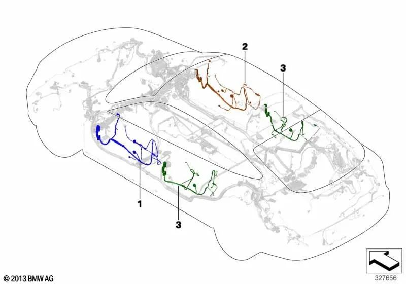 Driver side wiring harness for BMW 4 Series F36 (OEM 61129325882). Original BMW.