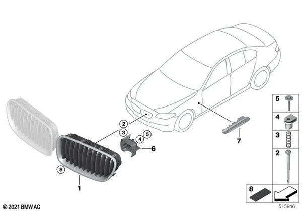 Resorte de presión para BMW F07, F10, F11, F06, F12, F13, F01N, F02N (OEM 07147222655). Original BMW