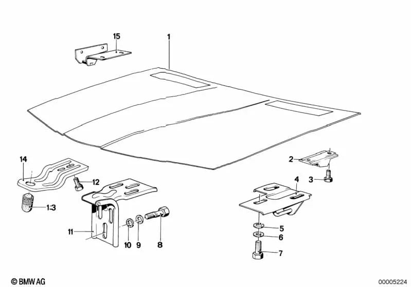 Gancho de captura izquierdo para BMW E24 (OEM 41611862291). Original BMW.