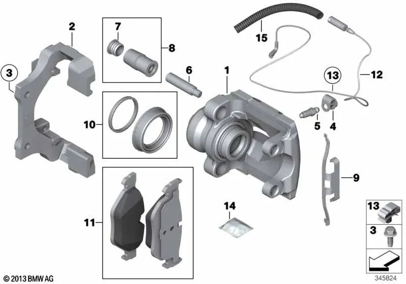 Soporte de freno para BMW E90, E90N, E91, E91N, E92, E92N, E93, E93N, X1 E84 (OEM 34216769104). Original BMW