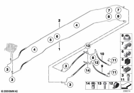 Druckleitung para BMW Serie 7 F02, F02N (OEM 37106792438). Original BMW.