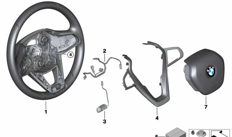 Volante de cuero OEM 32307950721 para BMW Serie 3 G20, G21. Original BMW