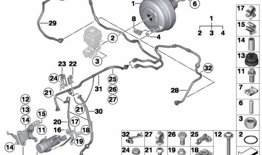 Tubo de vacío para BMW Serie 5 F10, F01N (OEM 11667600122). Original BMW