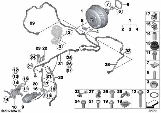 Vacuum pipe for BMW F10, F01N, F02N (OEM 11667603945). Original BMW