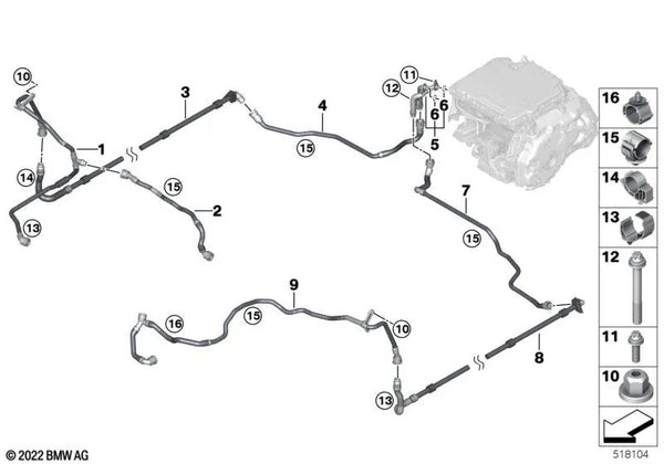 Cable de unidad de accionamiento eléctrico para BMW I20 (OEM 17128475139). Original BMW