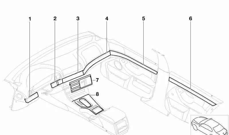 Embellecedor izquierdo para BMW E39 (OEM 51452694097). Original BMW