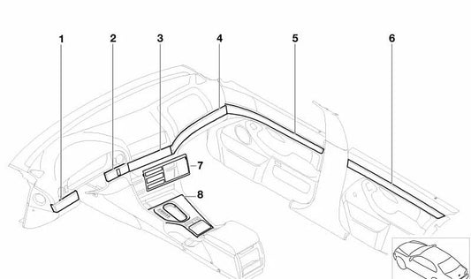 Embellecedor izquierdo para BMW E39 (OEM 51452694097). Original BMW