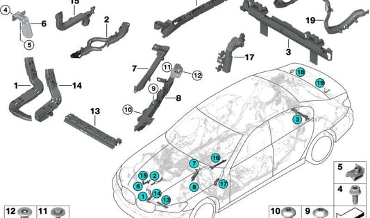 Marco de sellado parte inferior izquierda para BMW G30, G31, G38, G32, G11 (OEM 61139334787). Original BMW