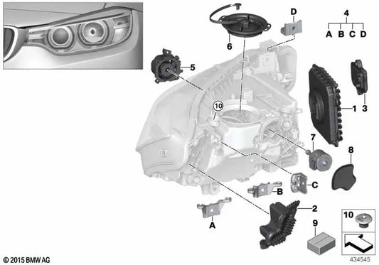 Módulo LED Intermitente derecho para BMW Serie 3 F30N, F31N, F35N (OEM 63117419620). Original BMW.