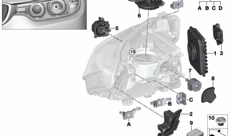 Módulo LED intermitente izquierdo OEM 63117419617 para BMW F30, F31. Original BMW.