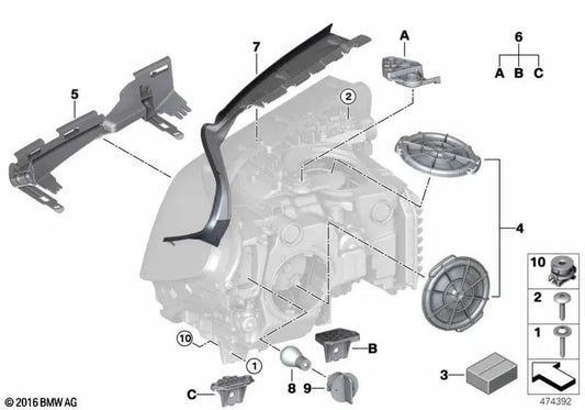 Junta del faro izquierdo para BMW Serie 5 F90, G30 (OEM 63119479165). Original BMW