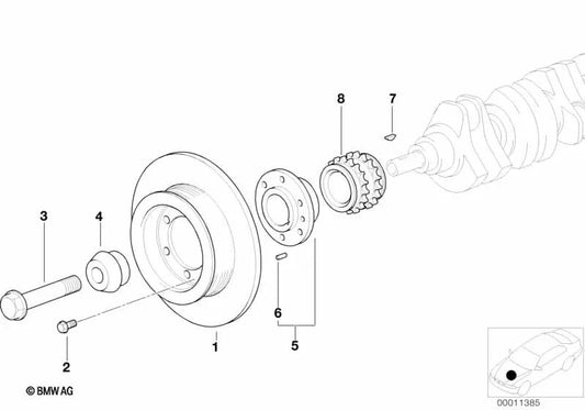 Amortiguador de vibraciones para BMW E46 (OEM 11231436307). Original BMW