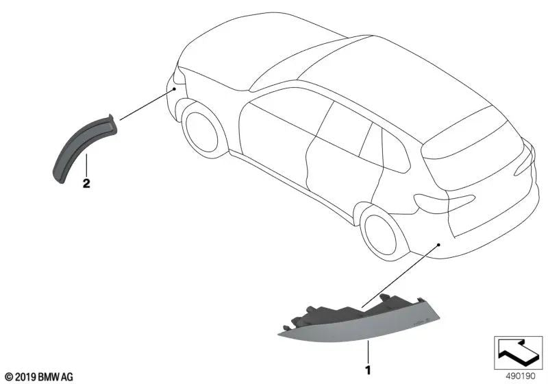 Left rear reflector for BMW G07, G07N (OEM 63147463977). Genuine BMW