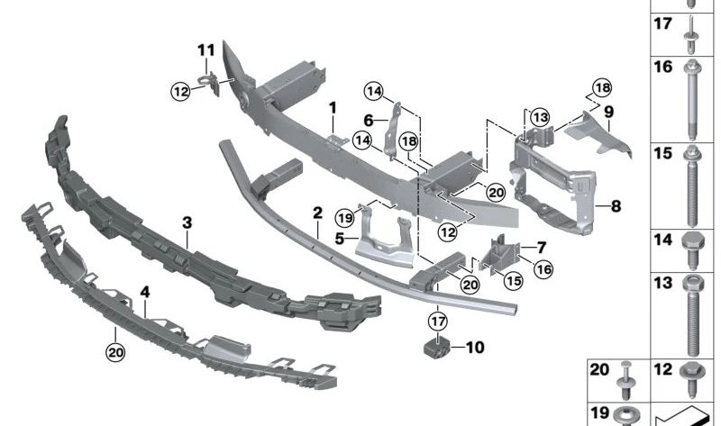 Soporte Frontal para BMW Serie 7 G70 (OEM 51119464061). Original BMW.