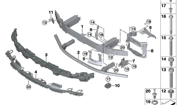 Soporte Frontal para BMW Serie 7 G70 (OEM 51119464061). Original BMW.