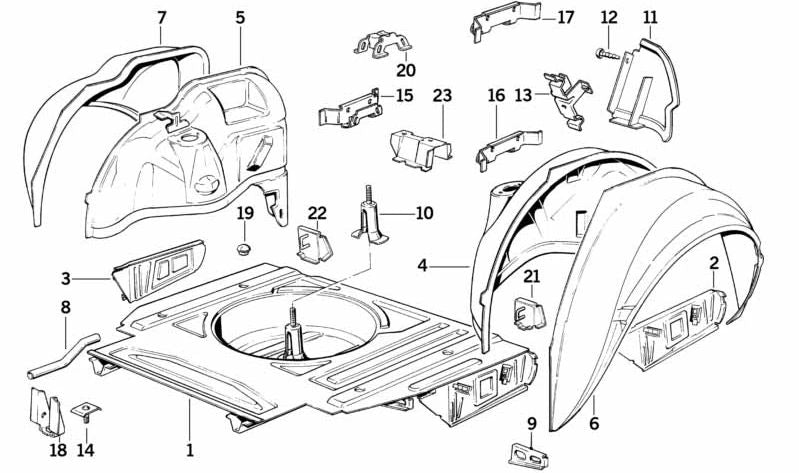 Soporte trasero del sistema de escape OEM 41111922407 para BMW E30. Original BMW.