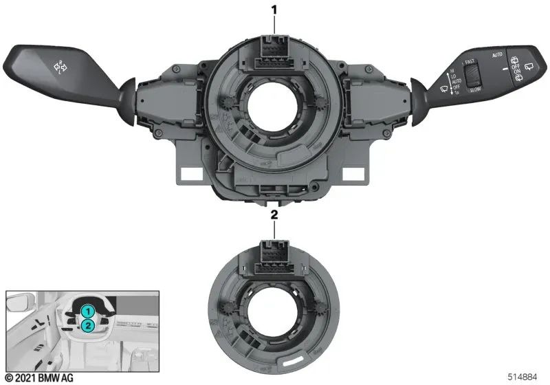 Centro de control de la columna de dirección para BMW Serie 2 U06, i I20, X1 U11, U12 (OEM 61315A31C10). Original BMW.