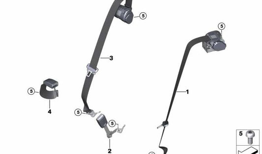 Cintura di sicurezza posteriore centrale OEM 72117444899 per BMW G32. BMW originale.