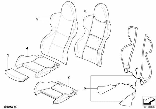 Funda de Asiento de Cuero derecha para BMW Z4 E85, E86 (OEM 52108040454). Original BMW