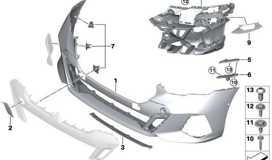 Upper left support for bumper OEM 51119879293 for BMW G60, G61, G68. Original BMW.