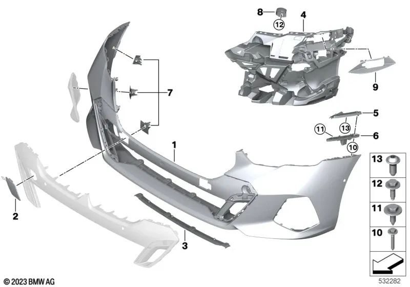 Marco de soporte derecho para BMW G60 (OEM 51118084656). Original BMW.