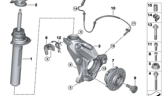 Soporte oscilante izquierdo para BMW F40, F52, F44, F45, F46, F48 Serie 1, Serie 2, X1, X2, Mini F54, F60 (OEM 31216876645). Original BMW