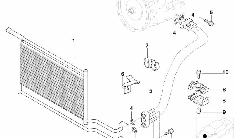 Tubería de retorno del enfriador de aceite para BMW E38 (OEM 17222248642). Original BMW