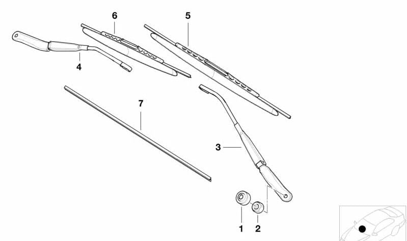 Brazo del limpiaparabrisas izquierdo para BMW Z8 E52 (OEM 61618234589). Original BMW